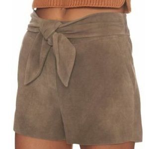 Suede Intermix Brown Tie Shorts